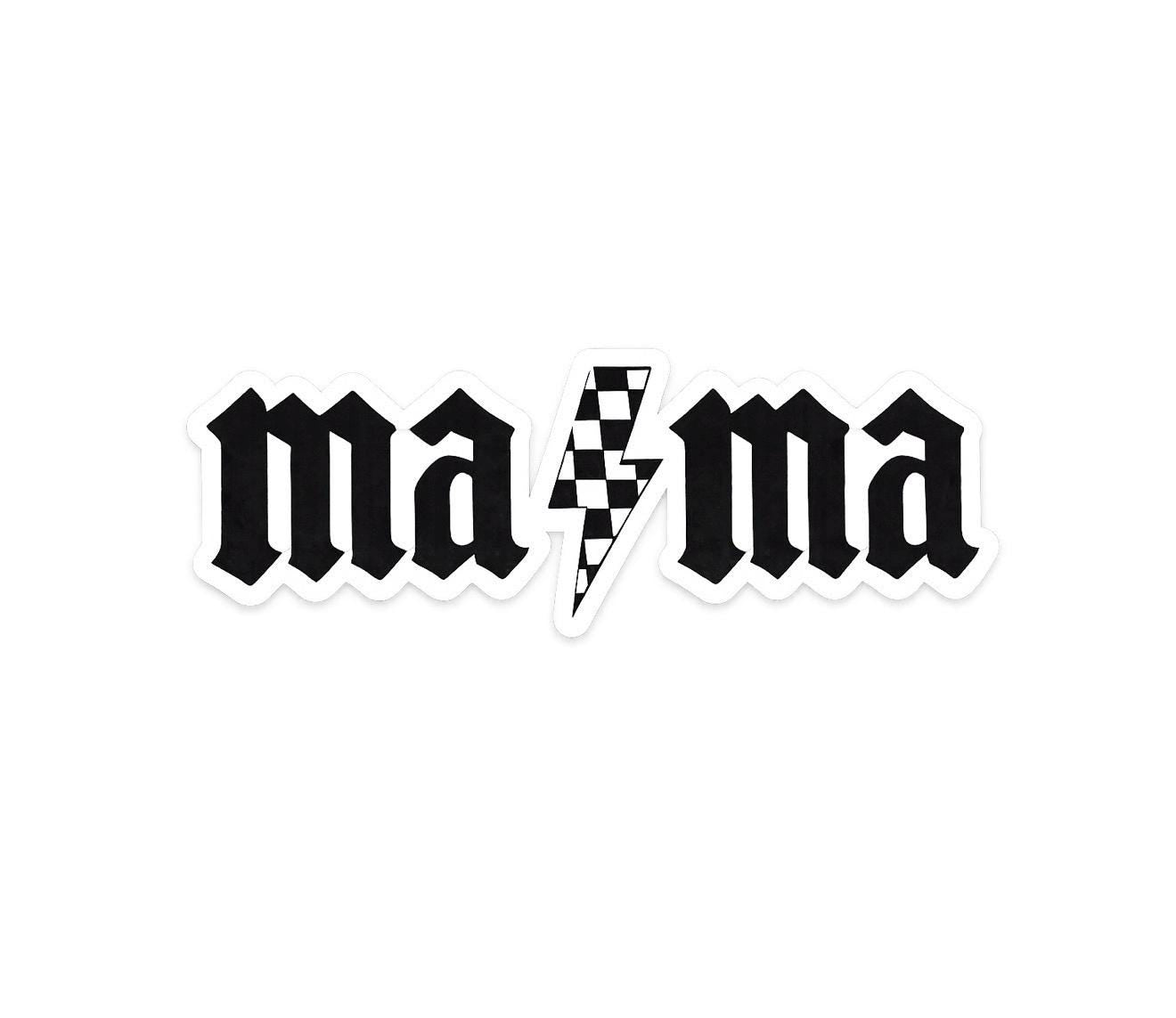 Mama Sticker (2x3) – Black and White Lightning Bolt Design