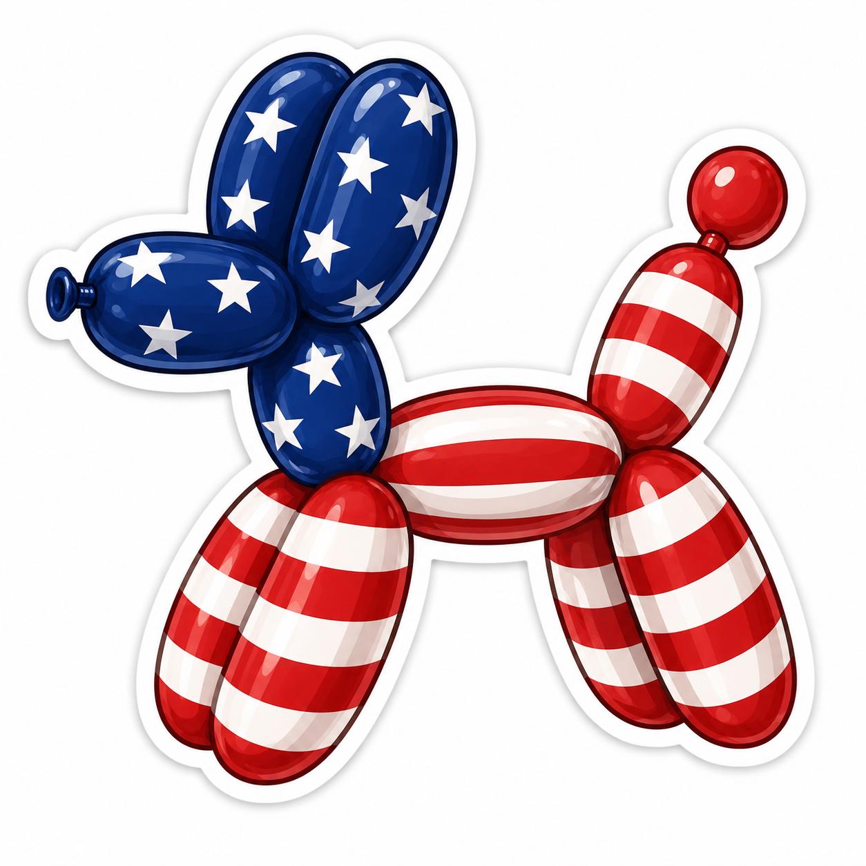 American flag balloon dog Fourth of July sticker